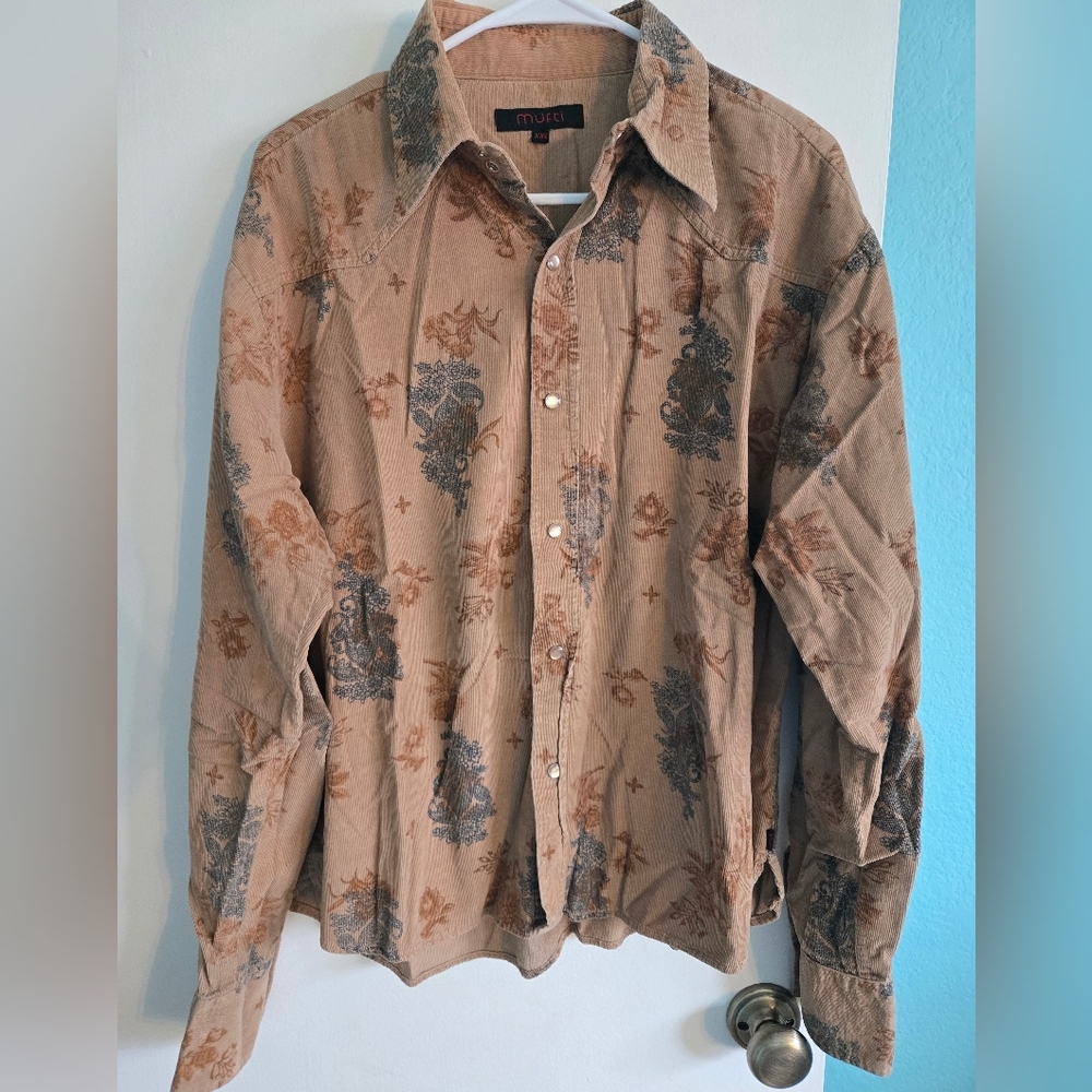 Mufti Tan Floral Button-up Size XXL